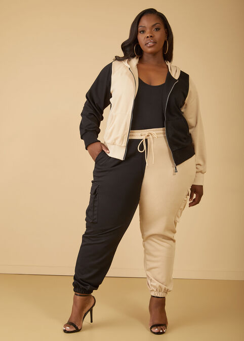 Plus Size Two Tone High Waisted Joggers
