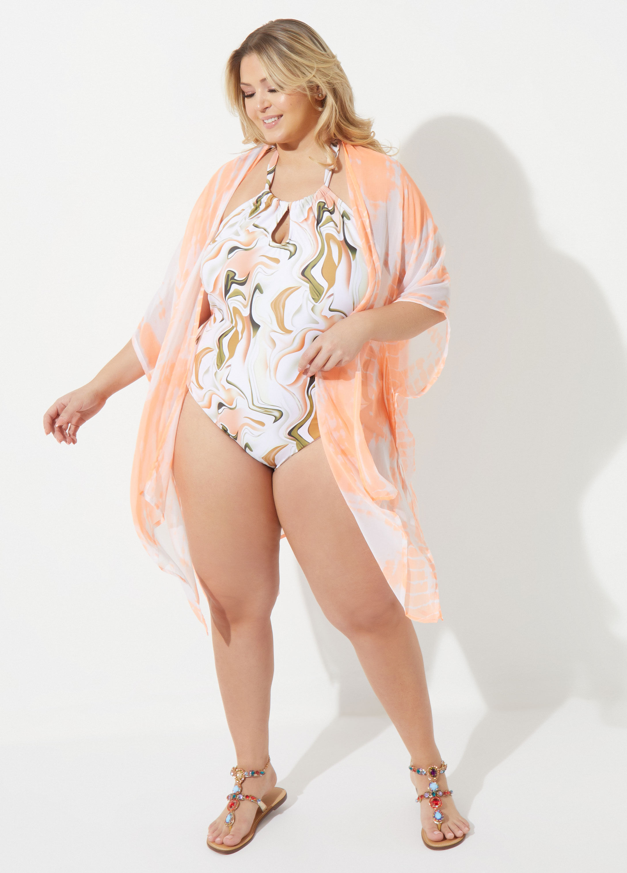 Plus Size Kimono Swim Cover Up Plus Size Swimwear Kimono Plus Swim