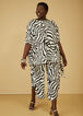 Cropped Zebra Print Pants, White Black image number 0