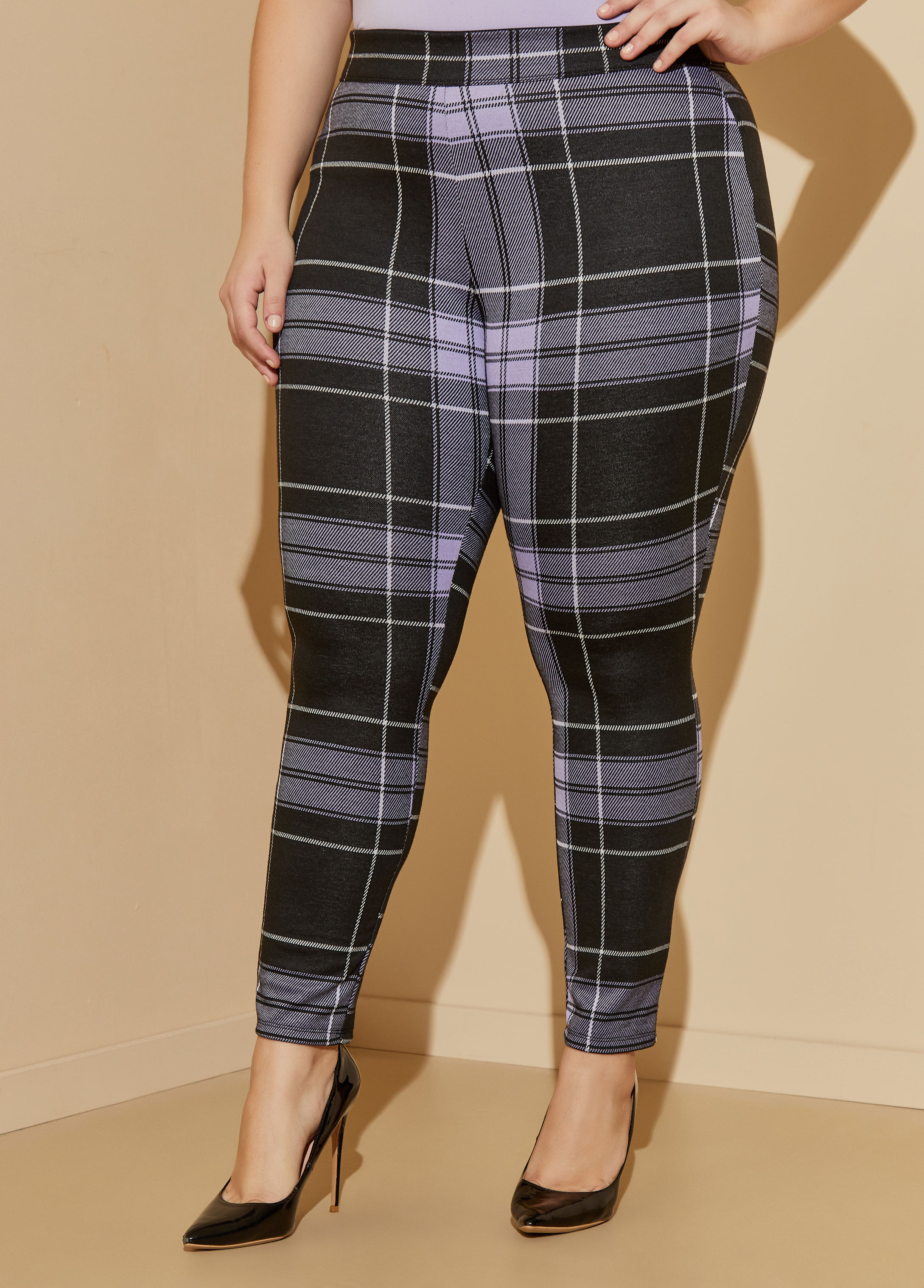 Black Plaid Leggings for Women With 5 High Waist, Slimming, Yoga Pants,  Buttery Soft, Tummy Control, One Size Leggings, Plus Size Leggings - Etsy