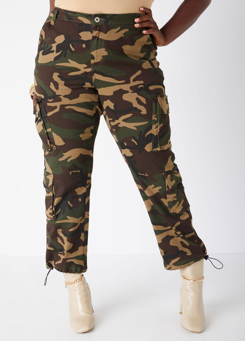 Drawstring Camo Cargo Jeans, Multi image number 3