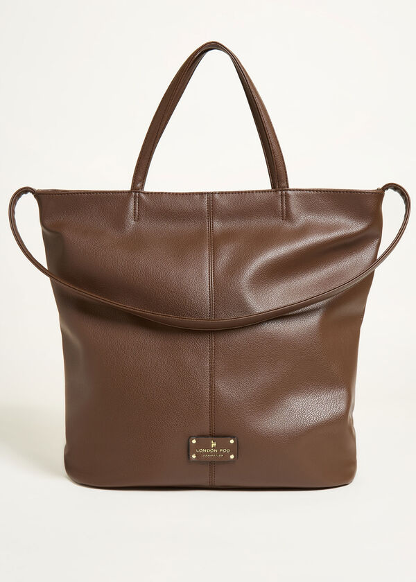 London Fog Laura Faux Leather Tote, Brown image number 0