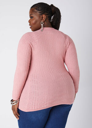 Geo Jacquard Sweater, Rose image number 1