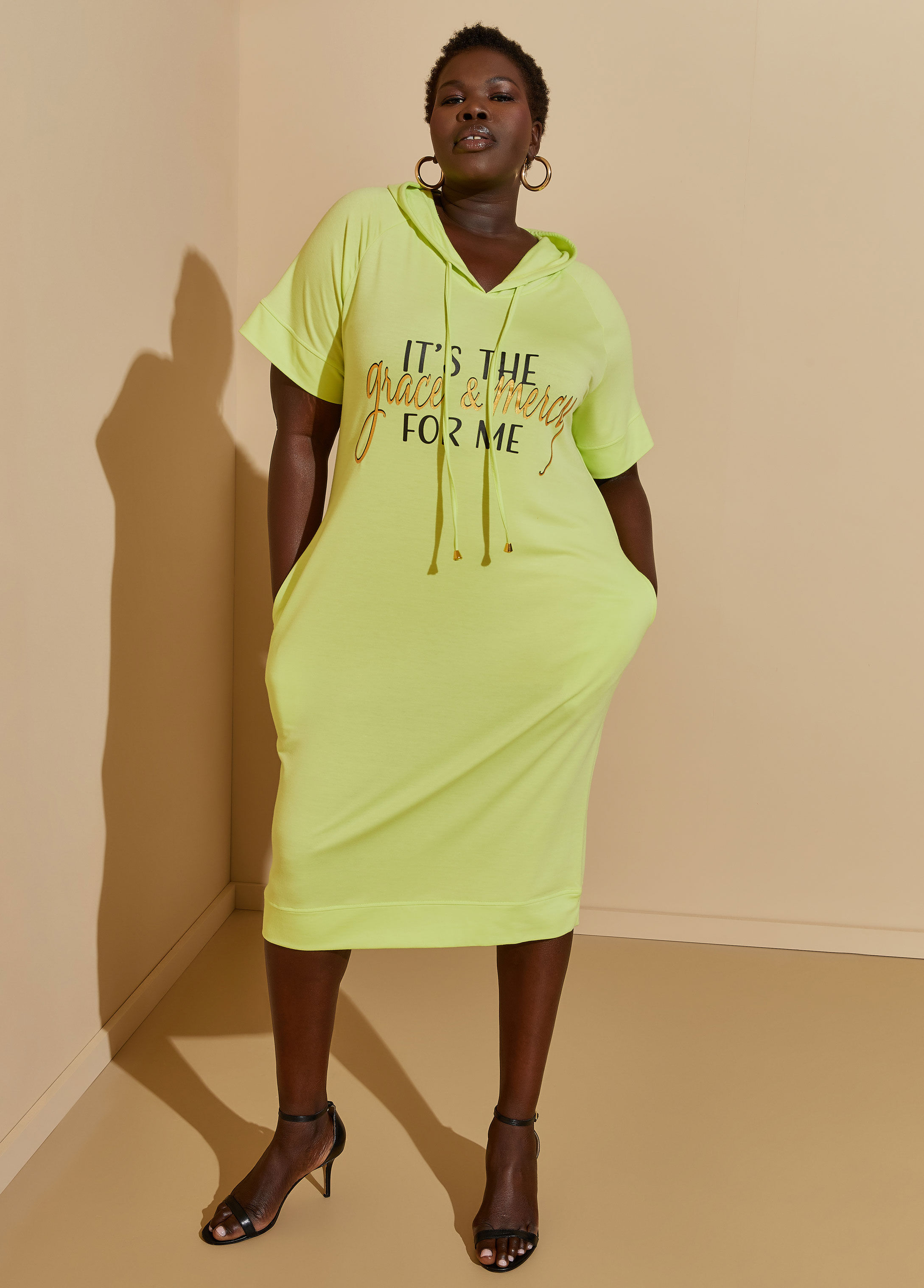 Hooded plus size online dress