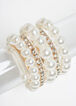 Faux Pearl & Crystal Bracelet Set, Gold image number 0