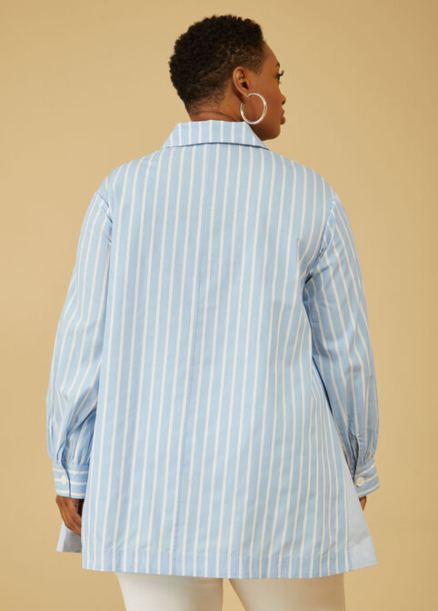 Button Detailed Striped Shirt, Blue image number 1