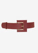 Faux Leather Buckle Stretch Belt, Burgundy image number 1