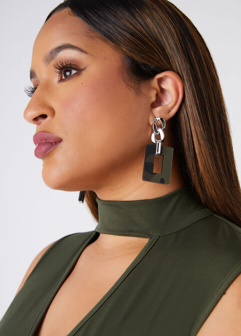 Chain Link Camo Print Earrings, Deep Depths image number 0