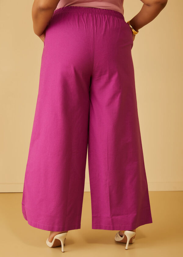 Button Detailed Linen Blend Pants, Vivid Viola image number 1