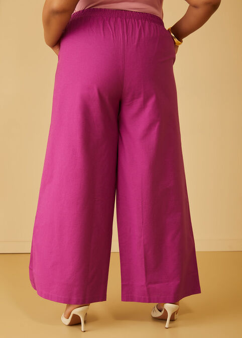 Button Detailed Linen Blend Pants, Vivid Viola image number 1