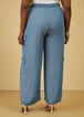 Chambray Wide Leg Cargo Pants, Denim image number 1