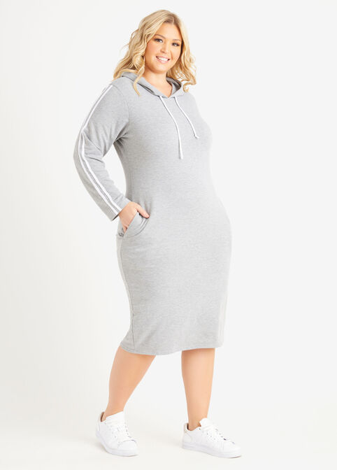 Trendy Plus Size Side Stripe Cute Athleisure Knit Plus Size Jersey Dress image number 0