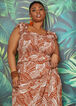 Tiered Tropical Print Top, Caramel Cafe image number 0