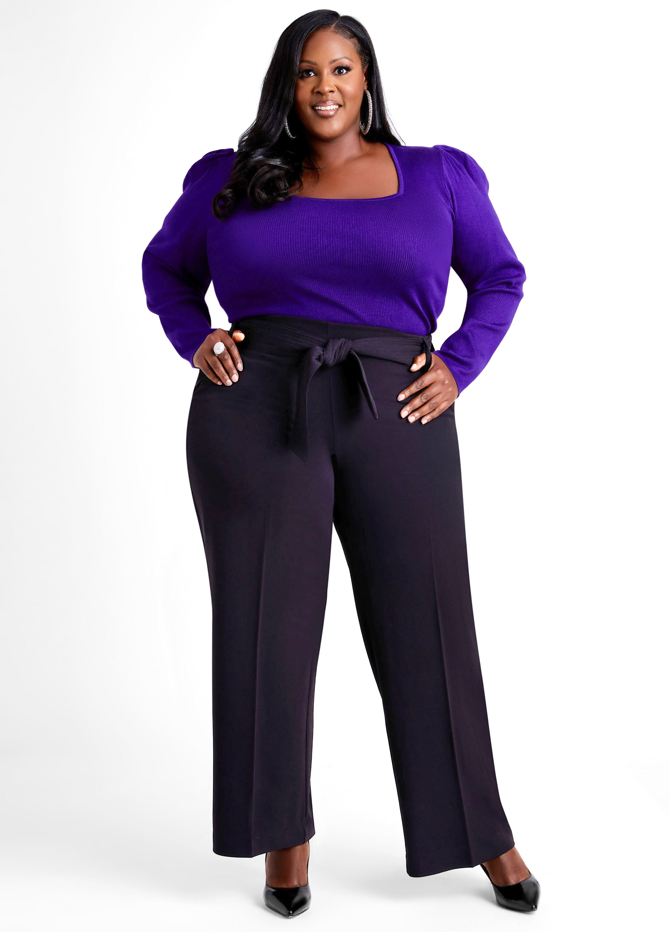 wide leg dress pants for plus size women