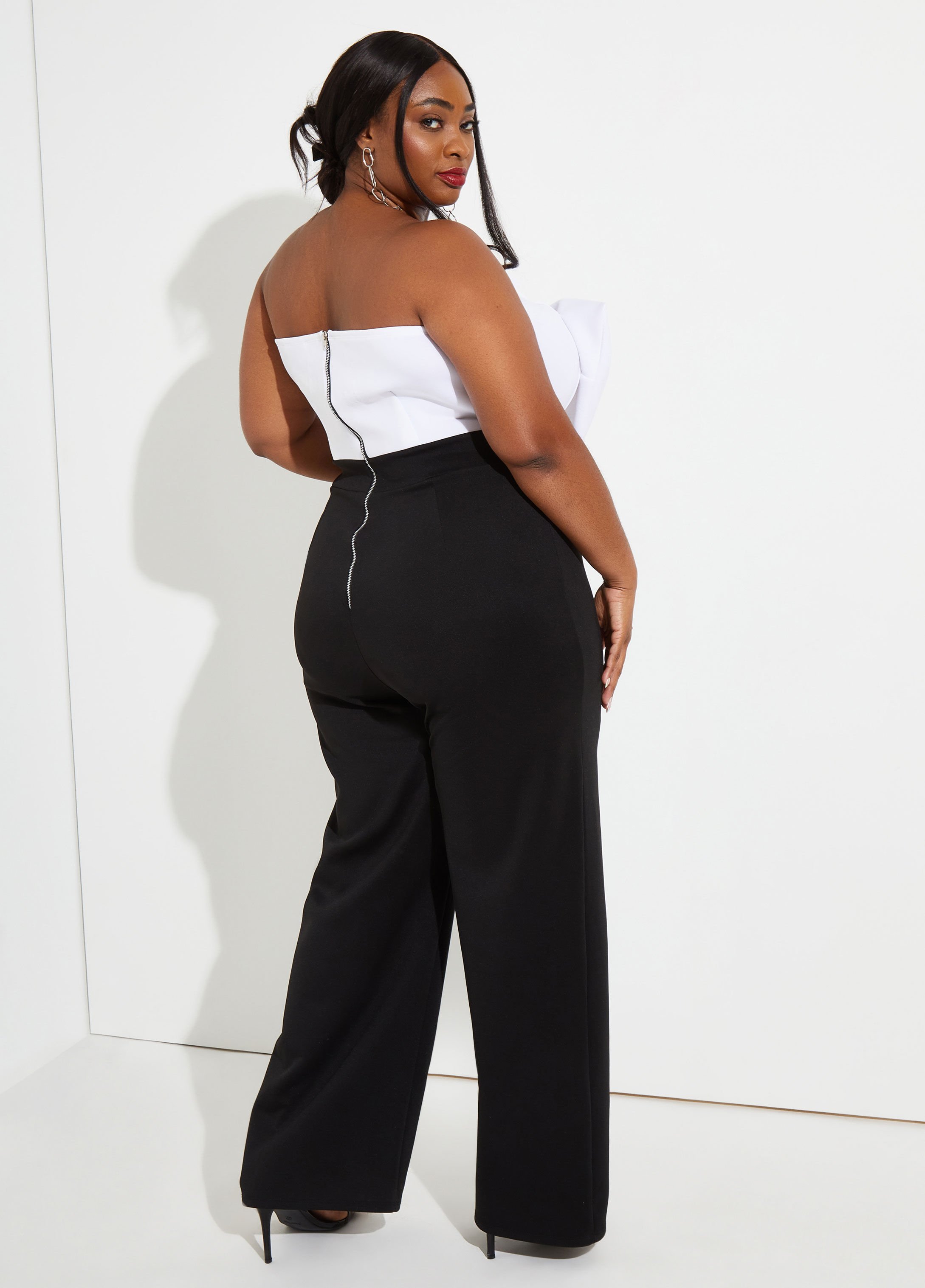 Ashley stewart black fashion and white jumpsuit