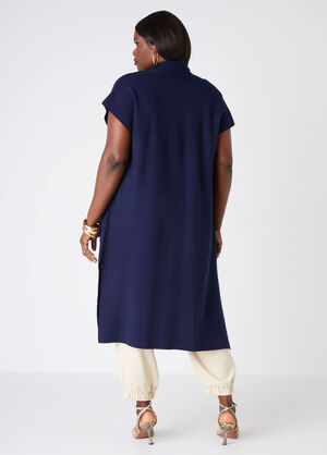 Open Front Duster Vest, Peacoat image number 1