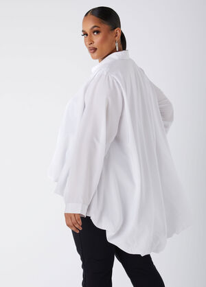 Poplin Bubble Effect Hi Low Shirt, White image number 1