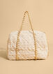 Chain Trimmed Denim Satchel, Ivory image number 2