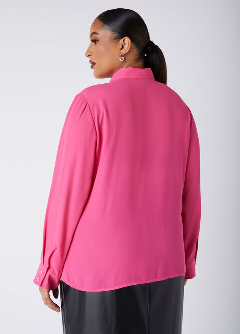 Crystal And Faux Pearl Crepe Shirt, Fandango Pink image number 1