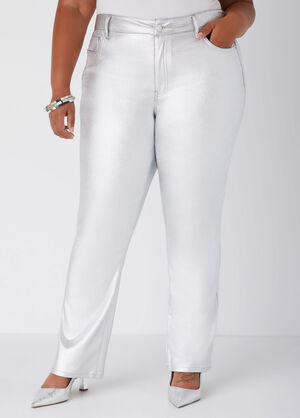 Coated Bootcut Jeans, Silver image number 0