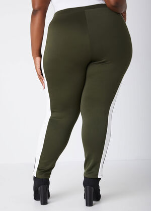 Colorblock Mid Rise Leggings, Olive image number 1