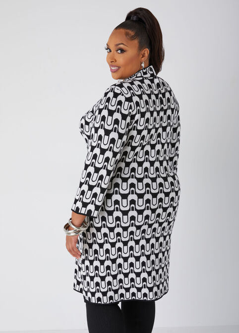 Swirl Sweater Shift Dress, Black Combo image number 1