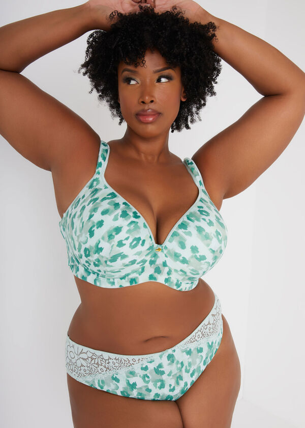 Lace Paneled Bikini Briefs, Green image number 0