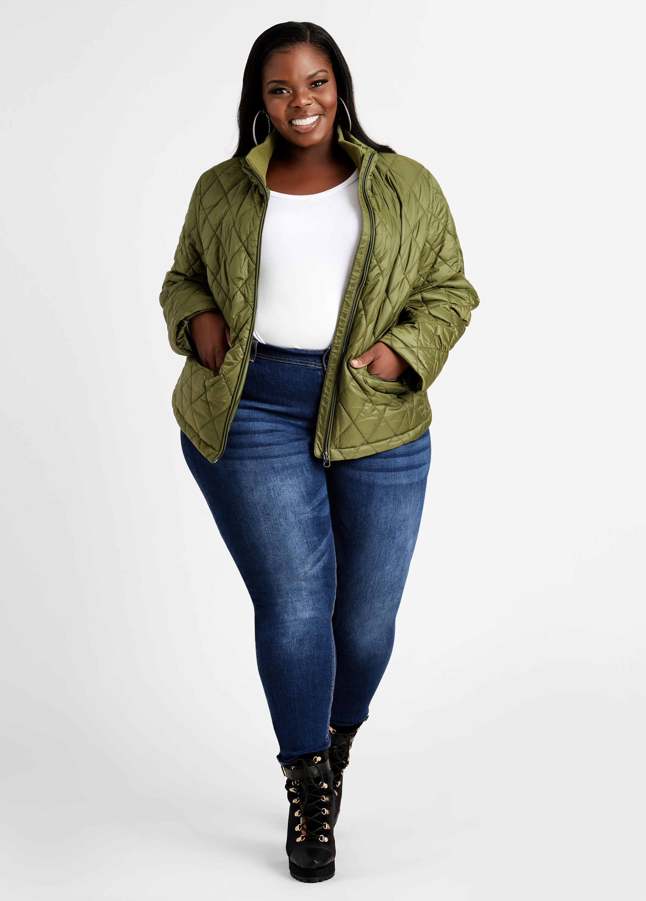 plus size quilted bomber jacket