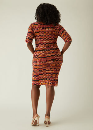 Ruched Zigzag Print Shirtdress, Multi image number 1