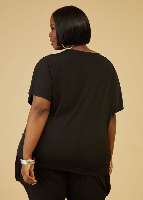 Dolman Sleeved Knit Top, Black image number 1