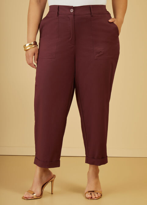 Cuffed Stretch Cotton Capris, Fig image number 0