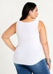 Ribbed Knit Scoop Neck Tank, White image number 1
