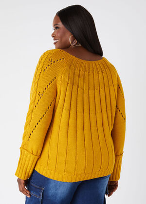 Cable Knit Sweater, Nugget Gold image number 1