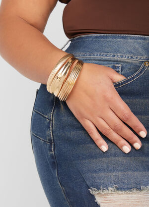 Gold Tone Bangle Set, Gold image number 0