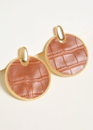 Croc Effect Faux Leather Earrings, Multi image number 0
