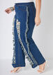 Fringed Distressed Wide Leg Jeans, Dk Rinse image number 2