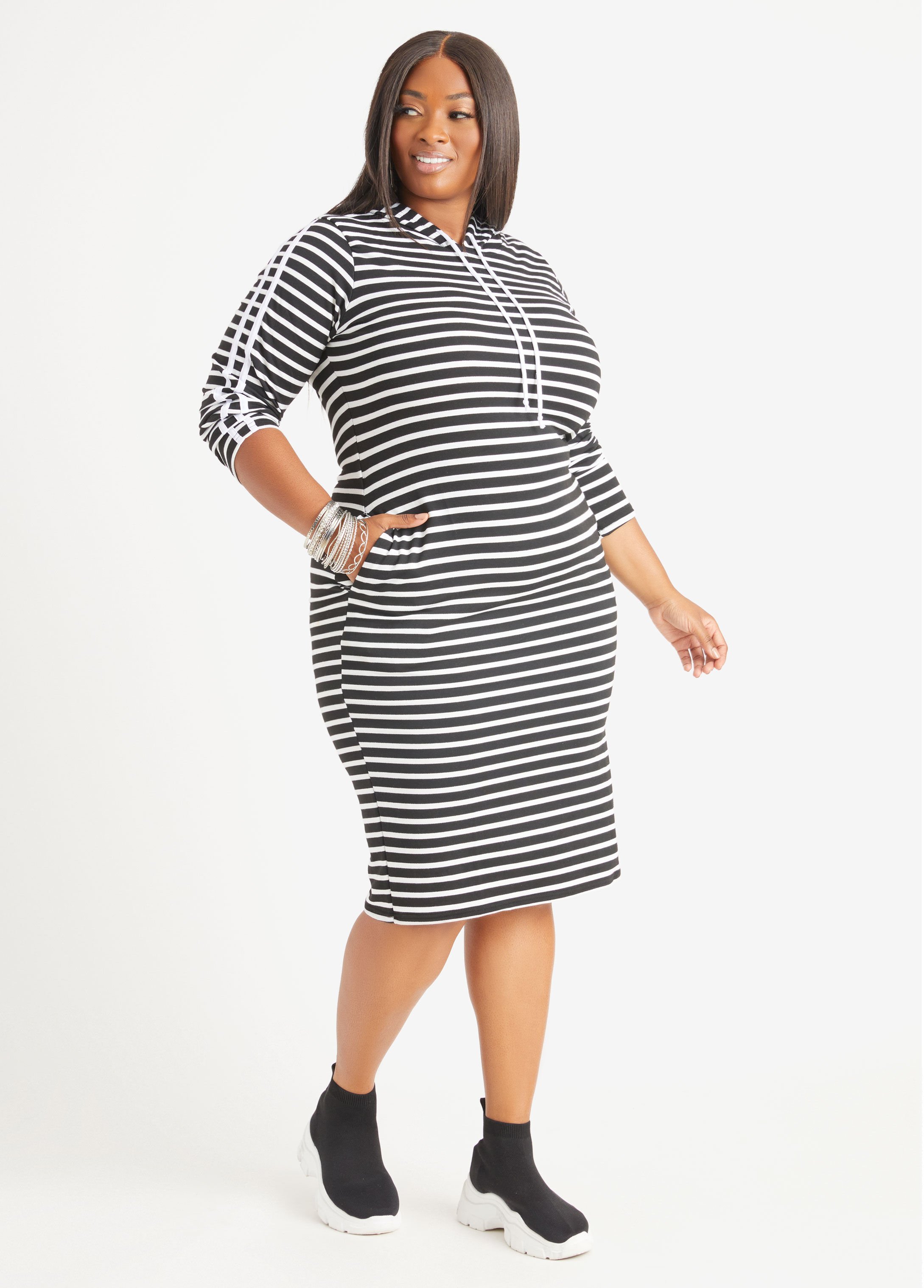 Striped hooded outlet dress