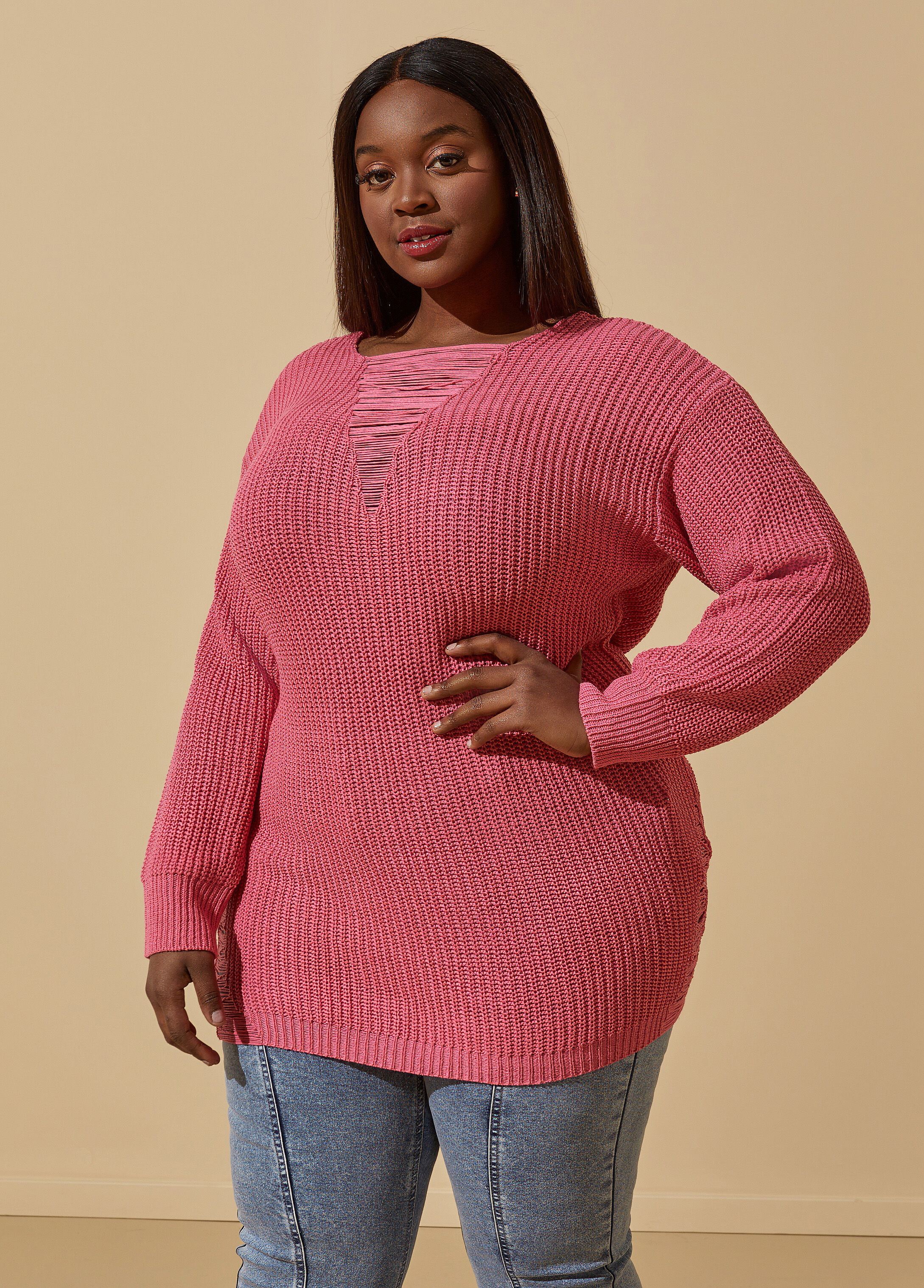 Distressed sweater 2024 dress plus size