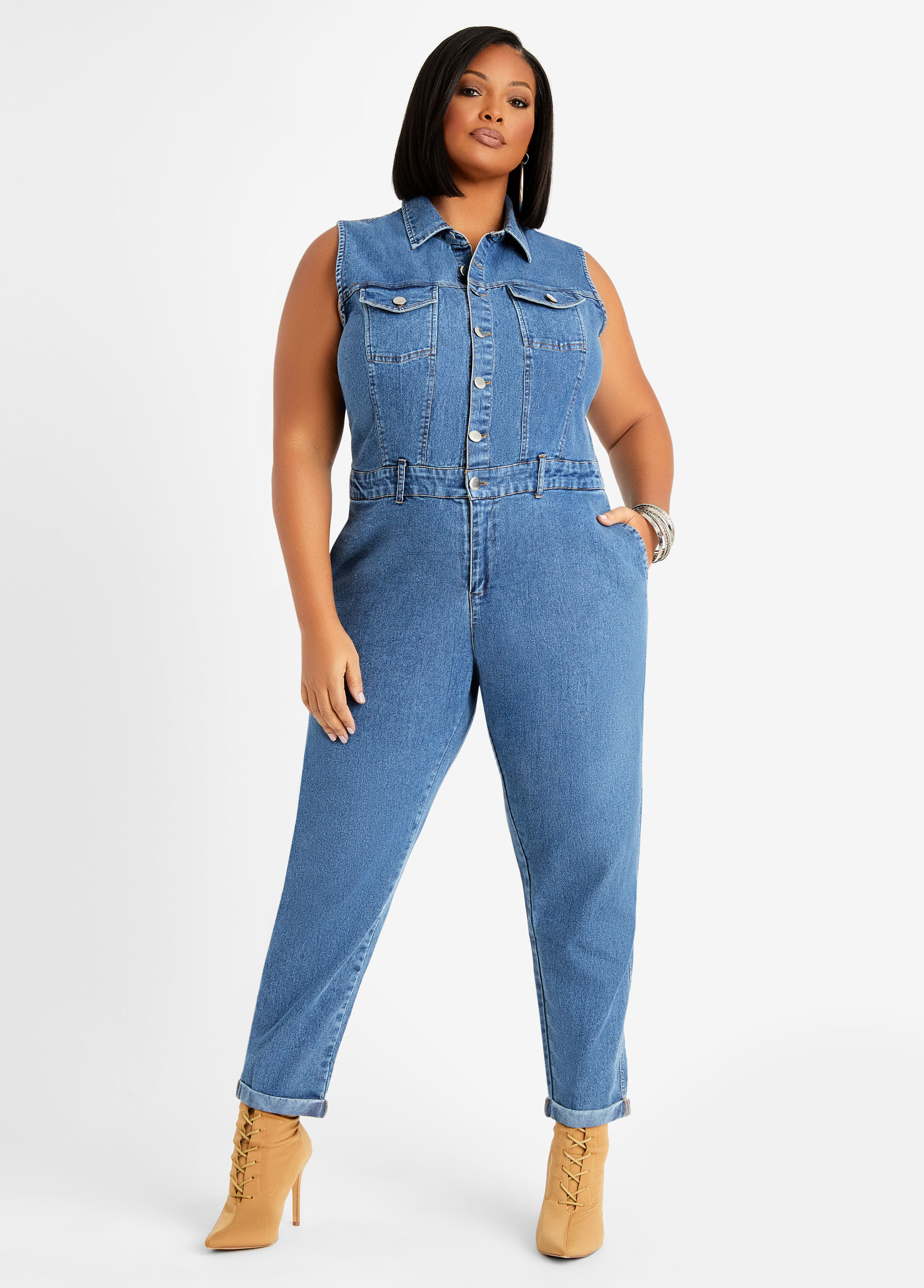 jean jogger jumpsuit