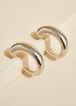 Silver Tone Puff Hoop Earrings, Silver image number 1