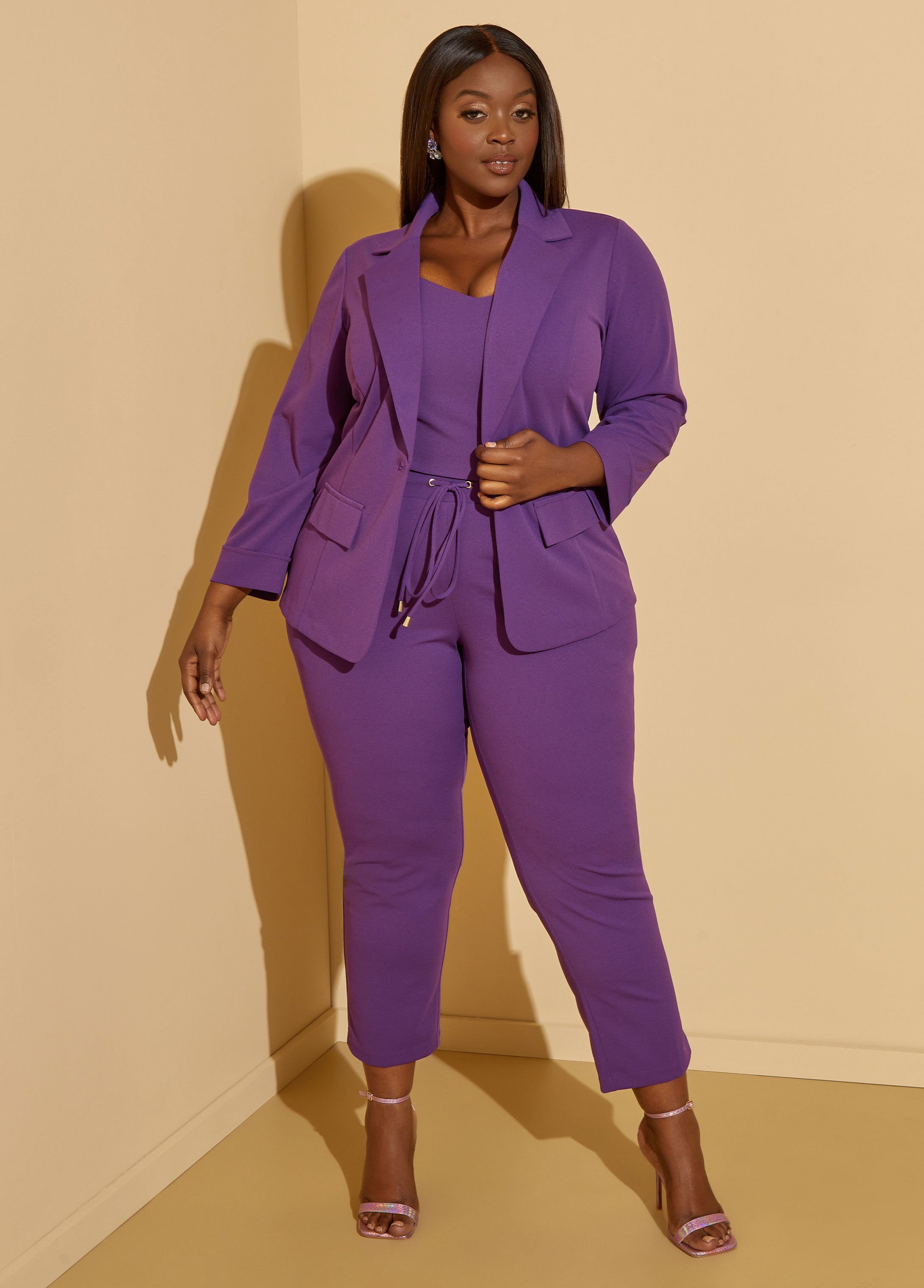 Plus size lavender on sale blazer