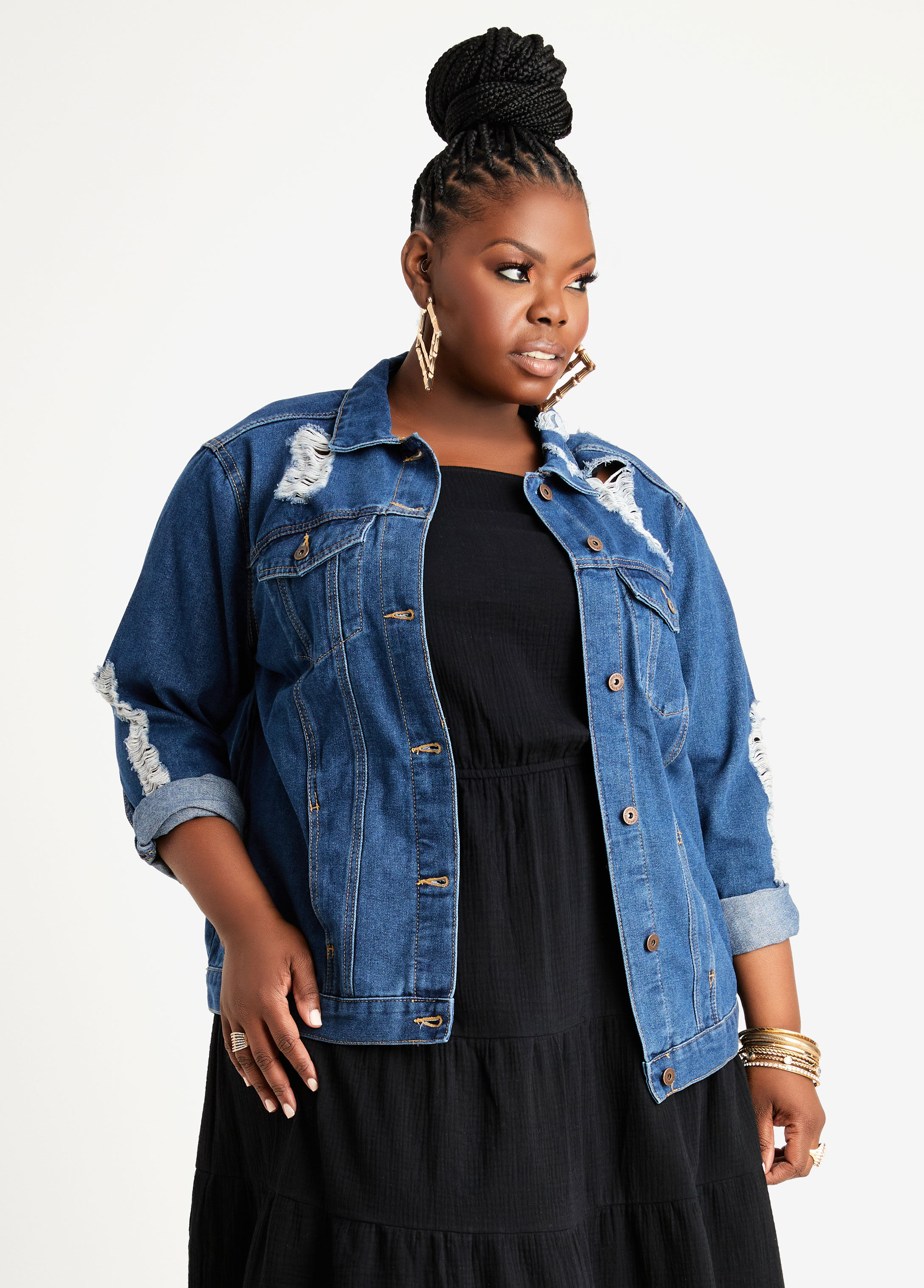 Final Sale Plus Size 2pc Set Distressed Denim Jacket & Pants in Turquo –  Chic And Curvy