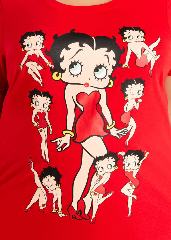Betty Boop Women's Baseball Jersey #30 Button Up Graphic Print - White  & Red