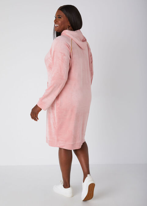 Lurex™ Trimmed Hooded Velour Dress, Blush image number 1