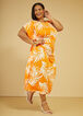 One Shoulder Tropical Midaxi Dress, Orange image number 2