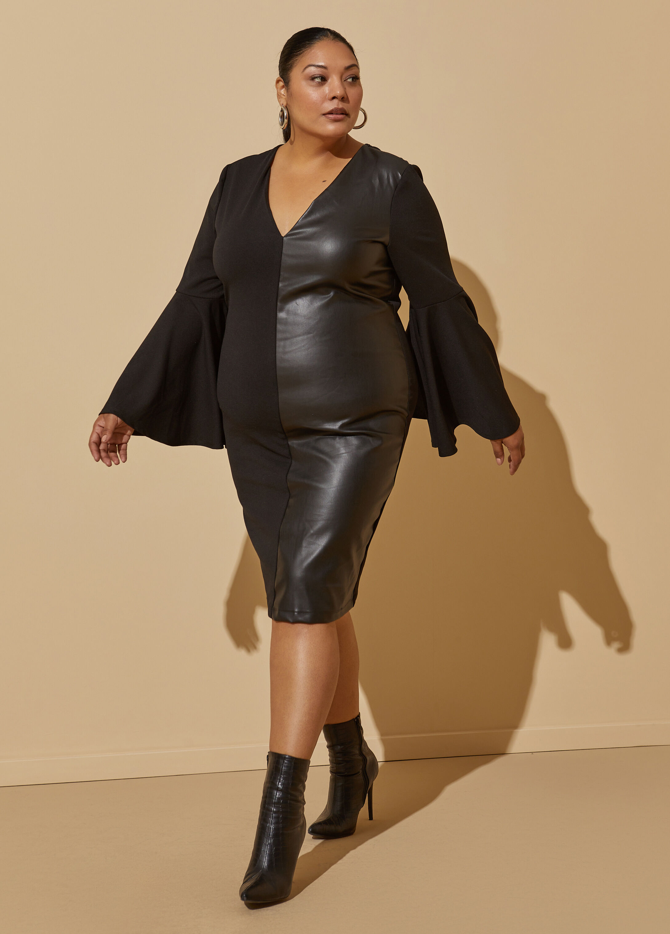 Plus Size Black Leather Dress