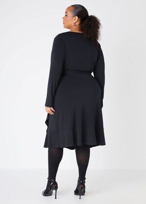 Flounce Faux Wrap Dress, Black image number 1