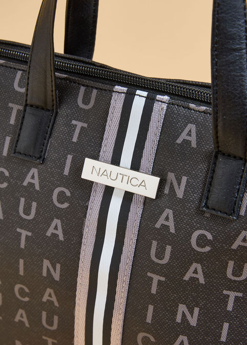 Nautica Logo Print Satchel, Black image number 2