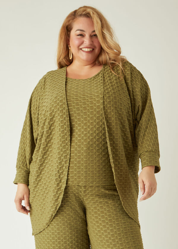 Honeycomb Knit Cardigan, Green image number 0