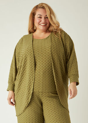Honeycomb Knit Cardigan, Green image number 0